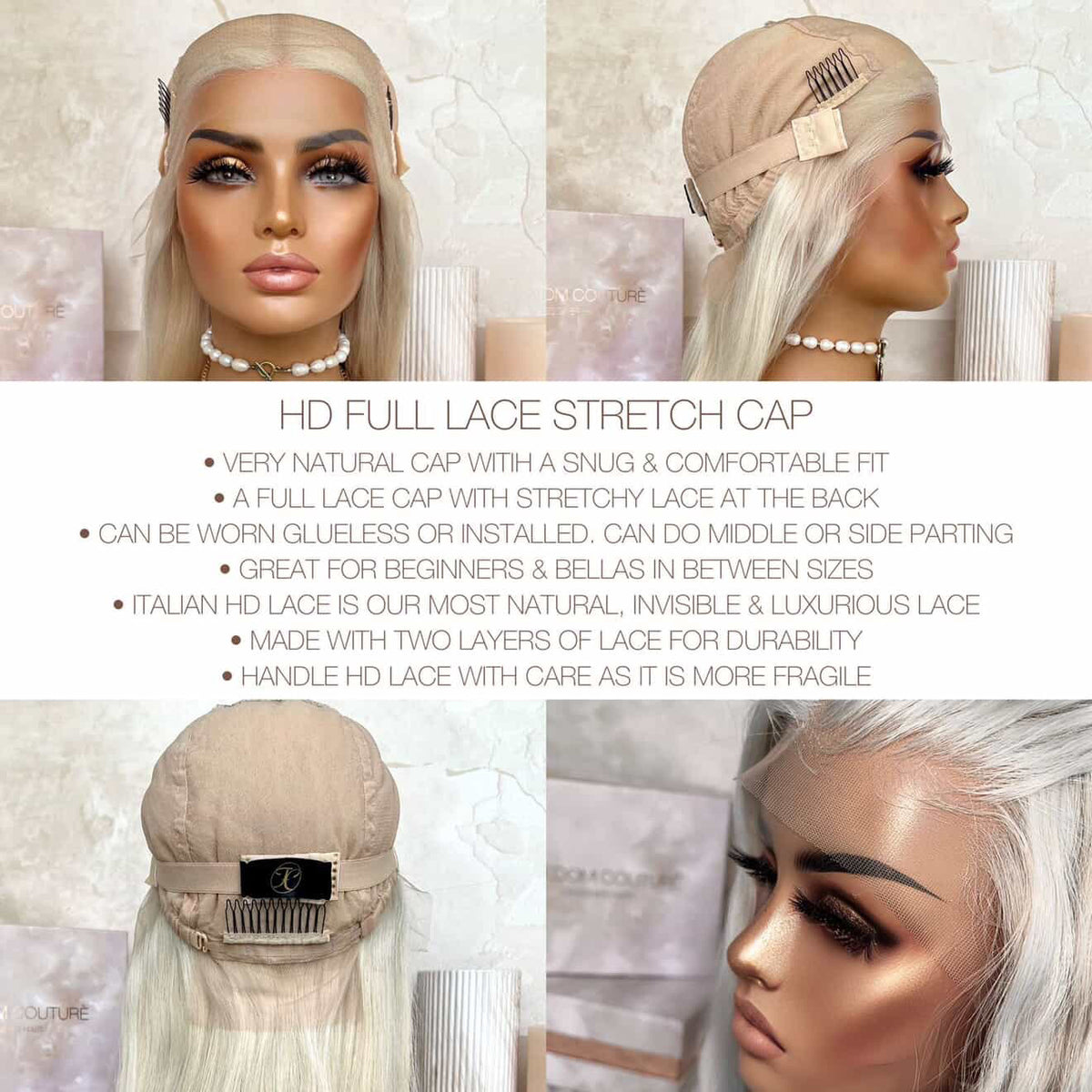 JULIA | HD FULL LACE STRETCH CAP | XS-S