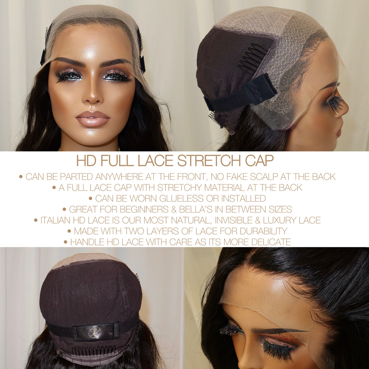 CAITLIN | HD FULL LACE STRETCH CAP | M-L