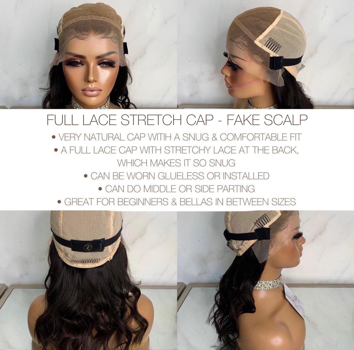 ARIANNA | HD FULL LACE STRETCH CAP | M-L