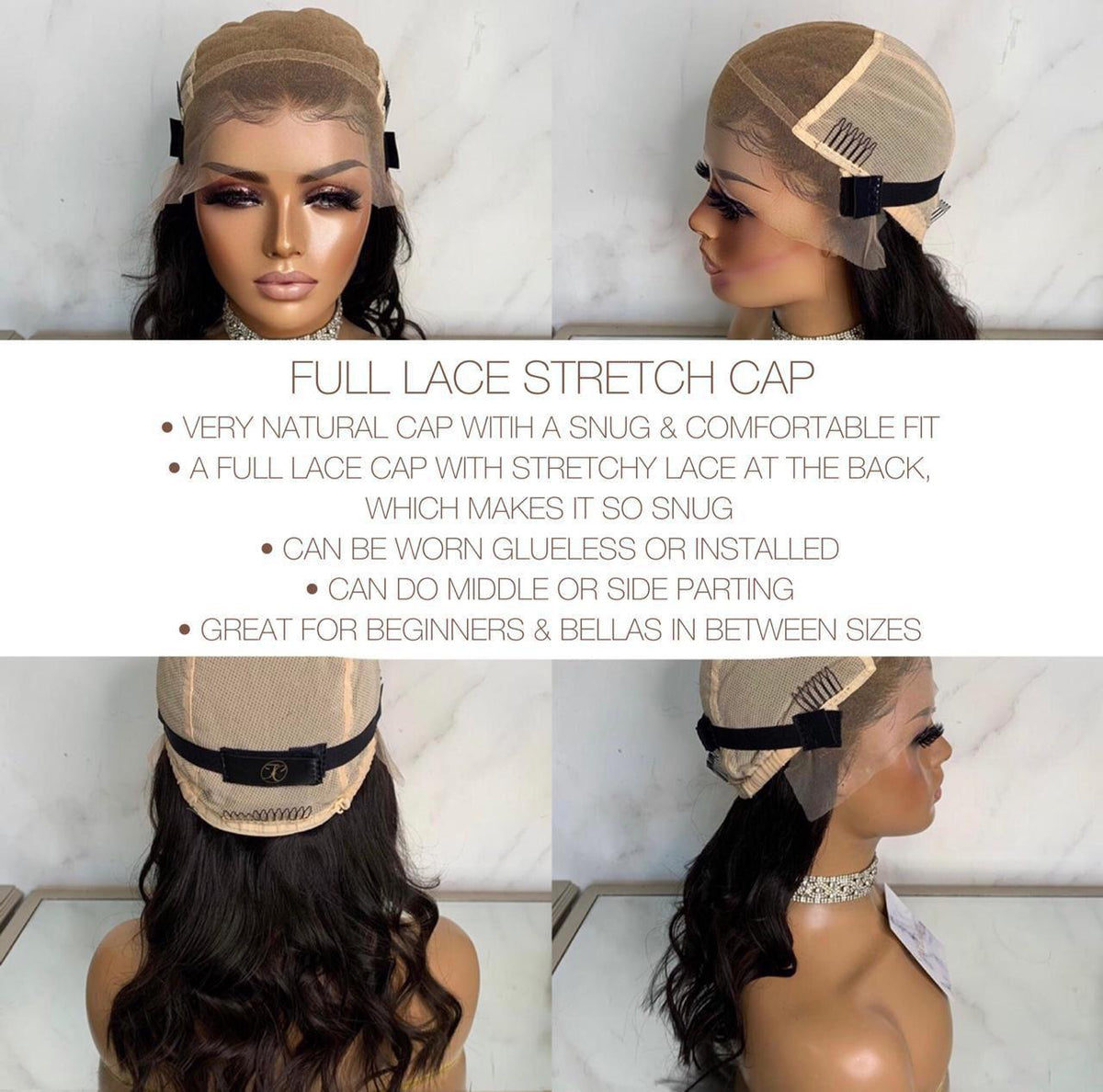 MONROE | FULL LACE STRETCH CAP | M-L