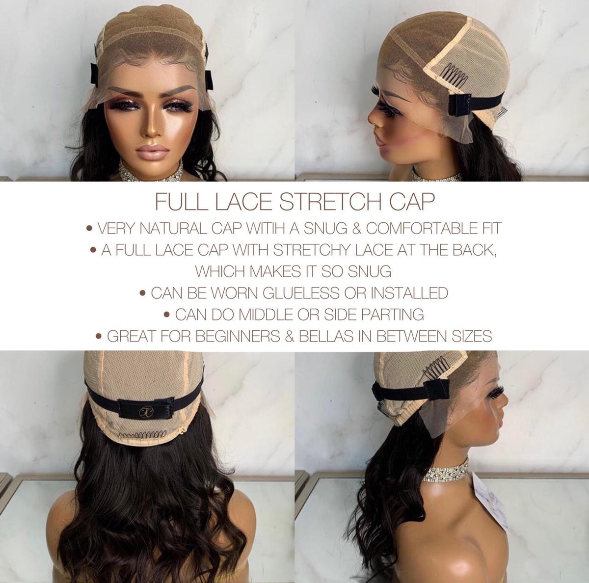 LILLIANA | FULL LACE STRETCH CAP | CUSTOM MADE