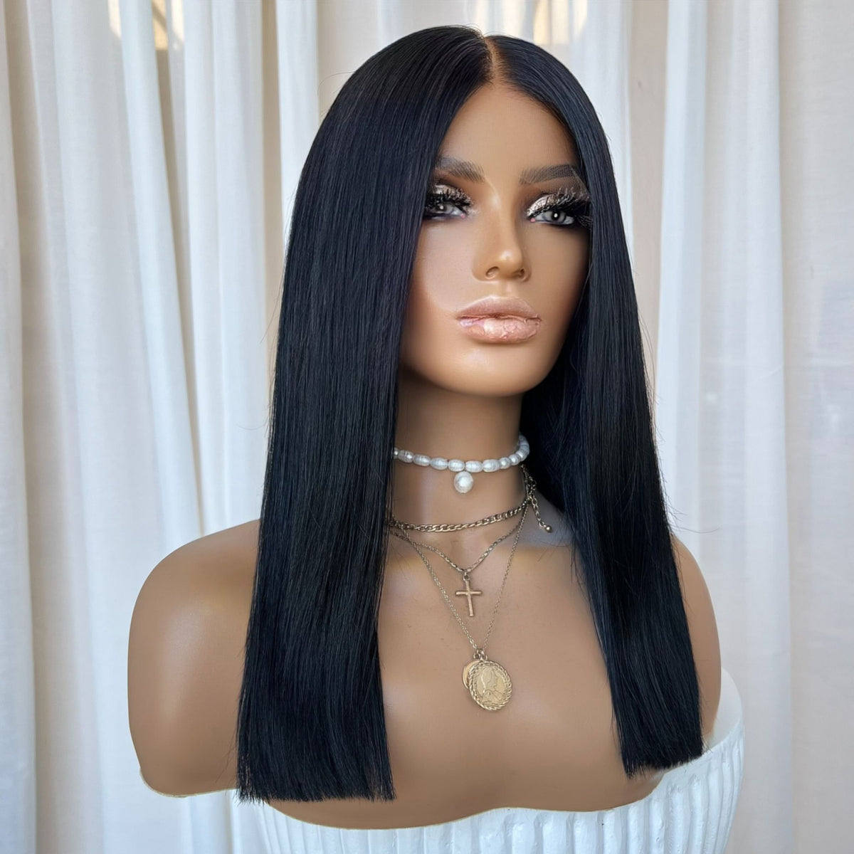 KYLIE BLACK LONG BOB | HD FULL LACE STRETCH CAP | M-L
